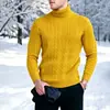 Suéter de Tricô Masculino, Estilo Europeu e Americano, Outono e Inverno, Gola Alta, Suéter de Tricô Trançado Moderno, Pulôver Tamanho Grande, Suéter Camada Base