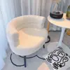Sofá perezoso moderno minimalista para el hogar, suave y cómodo de lana de cordero, taburete de maquillaje, taburete de mesita de noche con forma de arco para habitación de niña