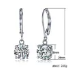 Aretes de botón redondos de circón blanco estilo europeo aretes simples con cierre de palanca para mujer joyería versátil de lujo ligero aretes