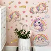 Tj16012 Pegatina de Pared Unicornio Soñador Arcoíris Dorado Foil Dormitorio Sala de Estar Habitación Infantil Decoración de Fondo Pegatina de Pared Autoadhesiva