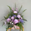 Pasillo de Flores para Boda Estilo Bosque, Rincón de Flores, Flores Colgantes, Arreglo Floral de Piso, Decoración de Fondo, Arte Floral para Boda en Césped al Aire Libre