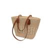 Bolso de paja sencillo de estilo coreano, bolso de mano tipo cesta para verduras de gran capacidad, bolso de mano falso de paja para playa, bolso tejido