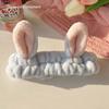 Dibujos Animados Lindo Orejas de Conejo Lavar Cara Banda para el Cabello Maquillaje Aplicar Mascarilla Atar Cabello Absorbente Felpa Manga a Prueba de Humedad Accesorios para el Cabello de Tres Piezas