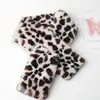 Bufanda de Invierno para Mujer de Felpa Engrosada Cálida Bufanda de Imitación de Piel de Conejo Bufanda Cruzada Estilo Coreano Bufanda de Moda con Estampado de Leopardo