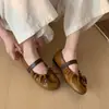 Zapatos Mary Jane con Volantes para Mujer 2026 Primavera Nuevos Retro Suela Plana Plegados Punta Redonda Corte Bajo Correa Única Zapatos Planos para el Trabajo
