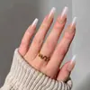 Unhas Postiças Transfronteiriças com Acabamento de Luxo, Unhas Postiças Estilo Francês com Gradiente de Cor Nude, Peças de Unha Simples e Versáteis