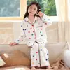 Pijama para niñas, primavera, otoño, invierno, manga larga, algodón nube, bordado de conchas, conjunto de ropa para casa para niñas mayores