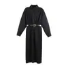 Vestido acinturado estilo francês roupas novas saia temperamento elegante transmissão ao vivo dropshipping distribuição [Cinto grátis incluído]