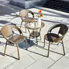 Juego de mesa y sillas pequeñas para balcón con sillas de ratán, juego combinado de tres piezas, mesa y sillas de té para ocio al aire libre, silla impermeable para patio exterior con respaldo