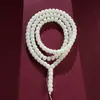 Collar Largo de Jade Blanco Bodhi con Raíz de Bodhi para Hombres y Mujeres, 108 Cuentas Cilíndricas Estilo Antiguo