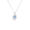 Collar Corazón de Océano para mujer, bañado en plata de ley 925, colgante de oro de 18 quilates con incrustación de circón azul, cadena para la clavícula, regalo de cumpleaños para novia, joyería