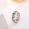 Anillos de Moda Geométricos Calados con Incrustaciones de Diamantes Multicolor para Mujer, Estilo Europeo y Americano, Venta al por Mayor