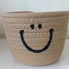 Cesta de Almacenamiento de Llaves de Escritorio Tejida con Cuerda de Algodón Smiley Hecha a Mano para Cosméticos, Snacks, Juguetes, Artículos Varios de Cabecera