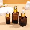 Botella Cuadrada Marrón para Aceites Esenciales, Botella de Spray a Prueba de Luz, Frasco Gotero para Reactivos, Botella de Vidrio Cosmética, Botella de Vidrio Recargable al por Mayor
