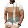 Camiseta de Manga Corta a Rayas con Bloques de Color de Verano para Hombre Cross-Border 2026 Estilo Europeo y Americano Bloques de Color Casual Top de Cuello Redondo Venta al por Mayor en Stock