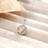 Collar de Plata de Ley S925 para Mujer Colgante de Citrino Natural Granate de Alta Gama Cadena de Clavícula de Moda Suministro Transfronterizo