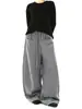 Pantalones deportivos casuales negros de pierna ancha para mujer, otoño e invierno nuevos, retro americano de alta gama, holgados con caída, rectos, para deportes