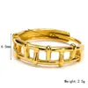 Estilo INS transfronterizo lujo ligero alta calidad variedad anillo abierto de acero de titanio femenino nicho temperamento anillo chapado en oro ajustable