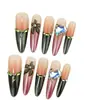 Uñas Portátiles Hechas a Mano Gama Alta Lujo Ligero Estilo Francés Otoño Invierno Corazón Ojo de Gato Dulce Fresco Temperamento Blanqueamiento Oscuro Manicura Uñas Postizas