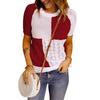 Deseo Amazon 2026 Moda Transfronteriza Europea y Americana Verano Nuevo Estilo Bloques de Color Camiseta de Punto Manga Corta Tops Prendas de Punto