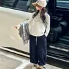 Conjunto de Primavera para Niñas 2026 Nueva Elegante Camisa a Cuadros, Camiseta Básica, Camiseta y Pantalones Deportivos para Niños Mayores