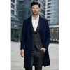 Casaco trench coat masculino moderno transfronteiriço por atacado, moda outono e inverno europeia e americana, casaco trench coat de comprimento médio, casaco de lã masculino plus size