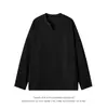 Camiseta Masculina Cleanfit Texturizada Retrô de Manga Longa para Primavera e Outono Estilo Preguiçoso Decote V Elegante Caimento Amplo Camiseta de Base