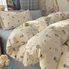 Conjunto de Roupa de Cama Bordado de Gaze Choux Classe A Desenho Animado Conjunto de Quatro Peças Qualidade Mãe-Bebê Capa de Edredom Ultra Macia Lençol de Cama Conjunto de Três Peças para Dormitório