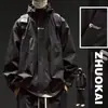 Jaqueta de Trabalho Funcional com Capuz Solta Estilo Americano Nova para Outono e Inverno Jaqueta de Marca Tendência para Casal Casaco de Algodão