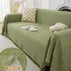 Toalla de sofá de algodón y lino color liso tela para funda de sofá cubierta completa cuatro estaciones universal cojín de sofá antiarañazos de gato lavable a máquina estilo nórdico