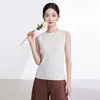 Camiseta básica de alta calidad Miyake, superventas, de alta gama, elegante, de cuello alto, moderna, top sin mangas versátil