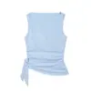 Ropa de mujer transfronteriza 2026 Moda europea y americana ajuste ceñido lateral con lazo fruncido sin mangas camiseta top para mujer F321286