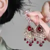 [Un Toque de Rojo] Pendientes de Borlas Estilo Étnico Bohemio para Mujer Pendientes Retro Adelgazantes Pendientes Nuevos de Cuentas Chinas