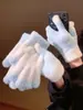 Luvas de Tricô Pelúcia com Floco de Neve de Strass para Mulheres, Forradas com Fleece de Inverno, Espessas, Quentes, à Prova de Frio, Anticongelantes, Fofas para Ciclismo