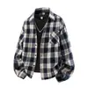Camisa a Cuadros Estilo Retro Americano Manga Larga para Hombre Ropa Exterior Holgada Primavera Otoño Casual Versátil Adelgazante Simple