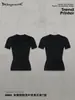 Street Madness Marca Trendy Europea y Americana Estilo Sencillo para el Trabajo Personalizado Estampado por Calor Ajuste Delgado Camiseta Negra Alta Elasticidad Hombro Normal Adelgazante Manga Corta