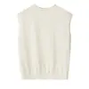 Top de punto sin mangas cómodo y cálido de cachemira pura para mujer, nuevo estilo otoño e invierno, fino, cuello con dobladillo enrollado, chaleco interior, chaleco exterior