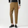 Pantalones de traje para hombre, de verano, finos, ajustados, rectos, cortos, negros, estilo occidental, holgados, informales, largos.
