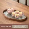Olla portátil de cerámica kapok pintada a mano con LED en polvo con bolsa bordada para dos tazas, taza rápida portátil para viajes al aire libre