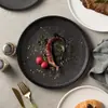 Plato Negro Plato para Filete Plato Occidental Alto Valor Uso Doméstico Plato Plano Negro Mate Plato de Cena Occidental Plato Creativo para Arroz y Platos