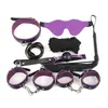 Conjunto de siete piezas de cuero negro y rojo para parejas, conjunto alternativo de coqueteo, conjunto de esposas de bondage sexual, juguetes al por mayor