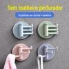 Rack de parede de banheiro multifuncional rack sem costura não perfurado 360 gancho giratório forte gancho giratório de 3 pontos