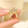 Anel para Mulheres, Não Desbota, Anel Aberto de Trevo de Quatro Folhas Vazado, Design Personalizado, Moda Diamante Ins Anel Francês
