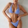 2024 Nuevo Bikini de Triángulo Sexy para Aguas Termales con Correa de Cadena Multicolor para Cuello Halter y Pierna Dividida Europeo y Americano Amazon