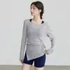Camisa Cobertura para Roupa de Yoga 2026 Primavera Esportiva Manga Longa Respirável Secagem Rápida Roupas de Treinamento Fitness Tops Soltos Finos Atacado