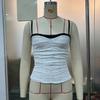 Europeu e Americano Sling Envolto no Busto Venda Quente Transfronteiriça Sexy Renda Gata Cor Pura Sem Mangas Top Curto para Mulheres Su3734