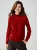 Suéter de Tricô 100% Caxemira para Mulheres, Estilo Novo Outono/Inverno 2026, Gola Alta Meia, Barra Enrolada, Cor Sólida