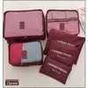 Saco de armazenamento de viagem coreano seis peças impermeável roupas acabamento saco mancha espessa malha fina bagagem conjunto de 6 peças