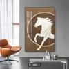 Pintura decorativa moderna para pasillo caballo entrada pasillo pasillo sala de estar pared de fondo frente a la puerta mural de lujo ligero de alta calidad