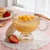Taza de Café Alta de Vidrio con Asa de Perlas, Taza de Desayuno, Taza con Forma de Pétalo para el Té de la Tarde, Taza de Postre, Vaso para Jugo
